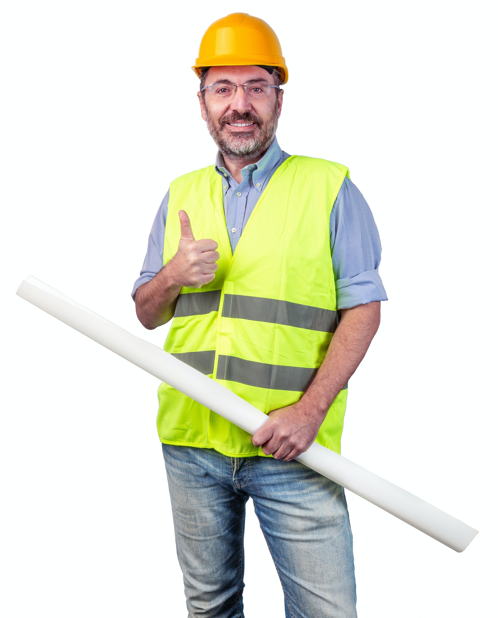 happy construction industry professional isolated